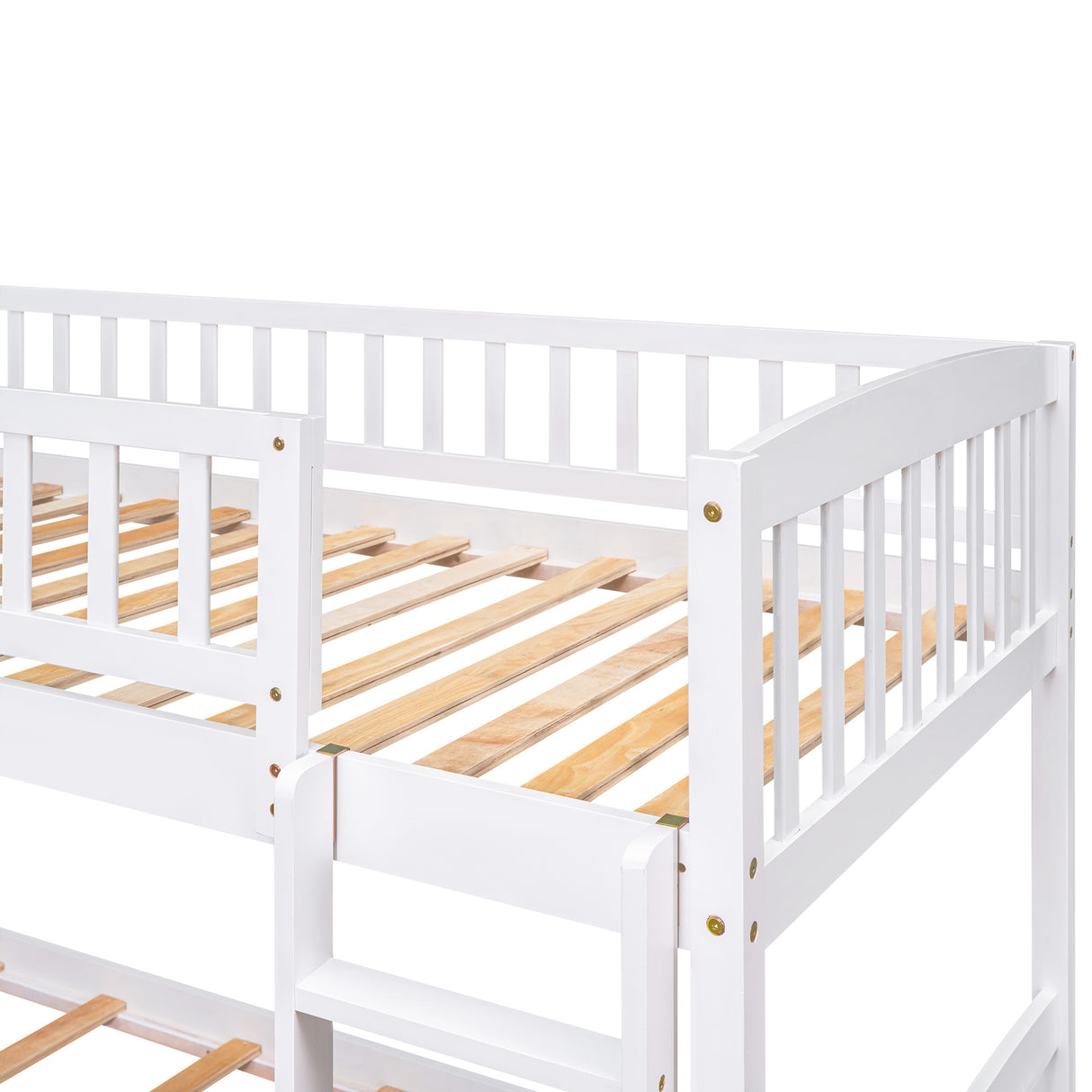 Stairway Twin over Twin Bunk Bed with Two Drawers and Slide, White(OLD SKU :LT000155AAK) - Home Elegance USA