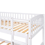 Stairway Twin over Twin Bunk Bed with Two Drawers and Slide, White(OLD SKU :LT000155AAK) - Home Elegance USA