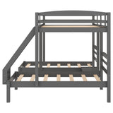 Full over Twin & Twin Bunk Bed,Triple Bunk Bed, Gray - Home Elegance USA