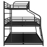 Twin XL/Full XL/Queen Triple Bunk Bed with Long and Short Ladder and Full-Length Guardrails,Black - Home Elegance USA