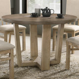 Brutus Vintage Walnut 47" Wide Contemporary Round Dining Table with Wheat Colored Base - B061S00672 - Home Elegance USA - 1