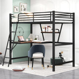 Twin Size Loft Metal&MDF Bed with Desk and Shelf, Black (Old SKU:SM001105AAB-1) - Home Elegance USA