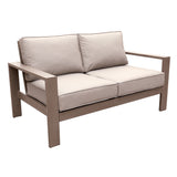6 Piece Sofa Seating Group with Firepit table, Wood Grained