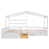 Twin Size House Platform Bed with Three Storage Drawers,White - Home Elegance USA