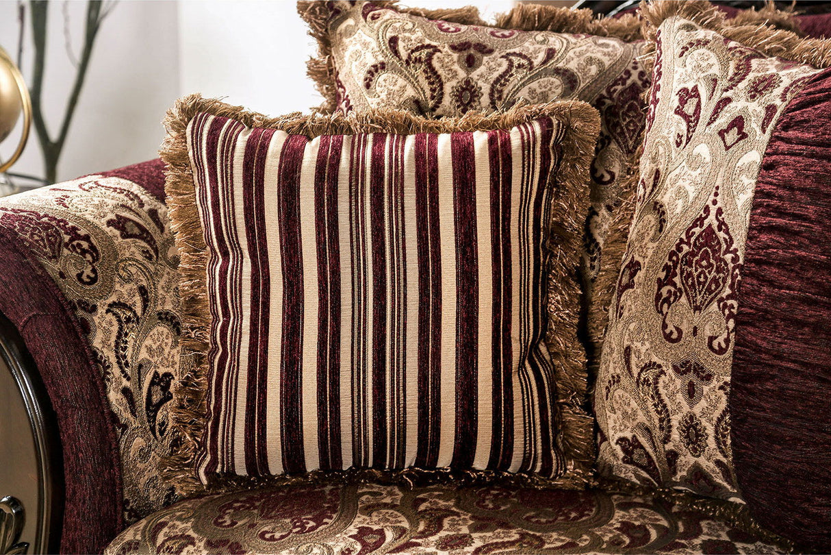 Matteo - Sofa - Burgundy / Brown - Home Elegance USA