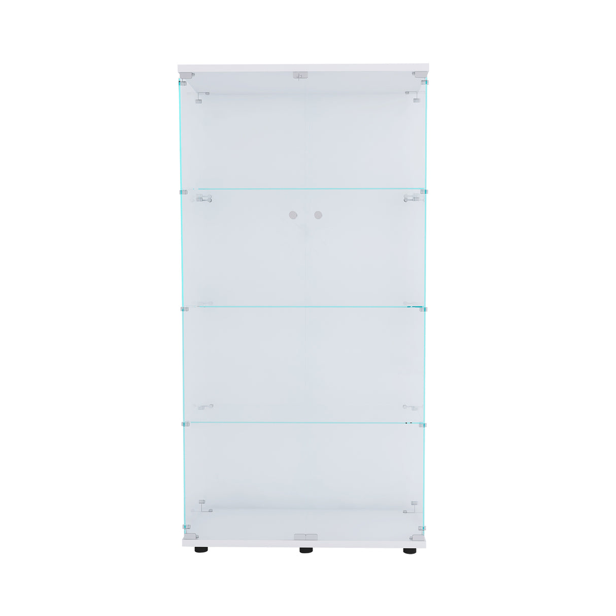 Two-door Glass Display Cabinet 4 Shelves with Door, Floor Standing Curio Bookshelf for Living Room Bedroom Office, 64.56” x 31.69”x 14.37”, White Home Elegance USA