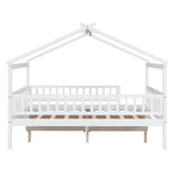 Full Size Wooden House Bed with Two Drawers, White - Home Elegance USA