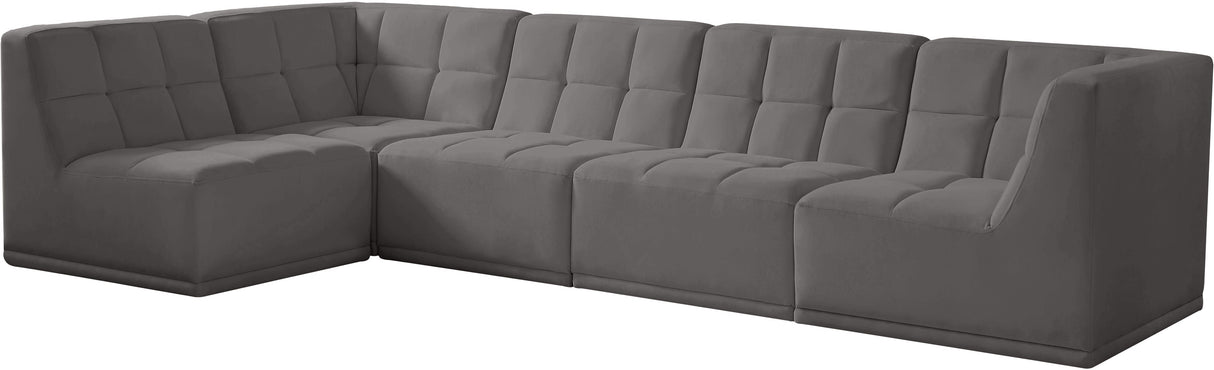 Relax - Modular Sectional 5 Piece - Gray - Fabric - Home Elegance USA