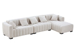 L-Shape Sectional Sofa with Deep Tufted Velvet Upholstered Right Chaise Modular Sofa  beige - Home Elegance USA