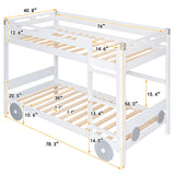 Twin Size Car-Shaped Convertible Bunk Bed, White - Home Elegance USA