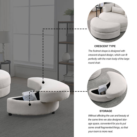 [Video] Welike Swivel Accent Barrel Modern Sofa Lounge Club Big Round Chair with Storage Ottoman Linen Fabric for Living Room Hotel with Pillows . *2PCS Home Elegance USA