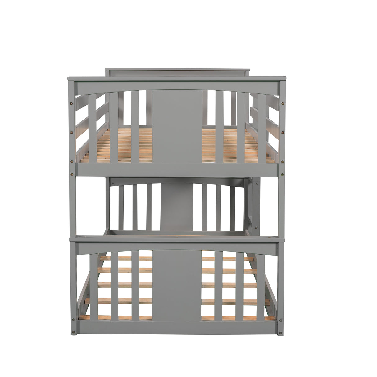 Twin Over Twin Bunk Bed with Ladder, Gray (Old SKU:LP000107AAE) - Home Elegance USA