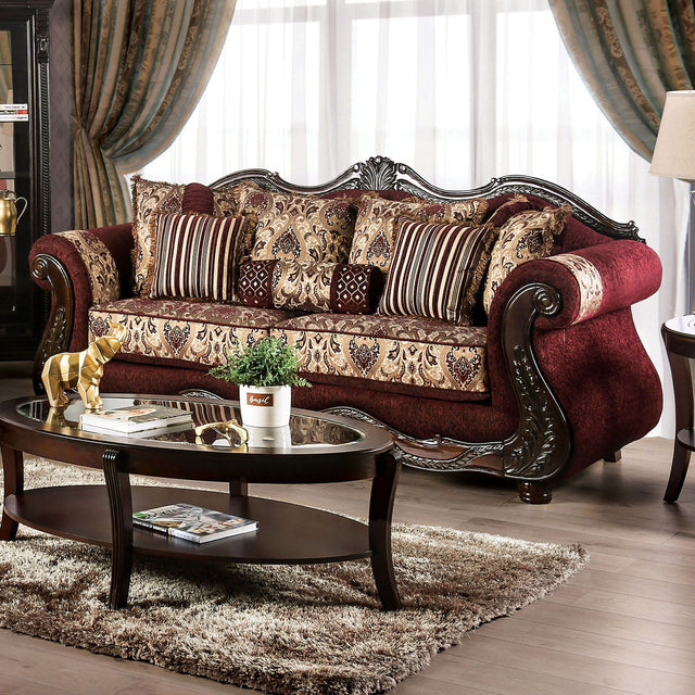 Matteo - Sofa - Burgundy / Brown - Home Elegance USA