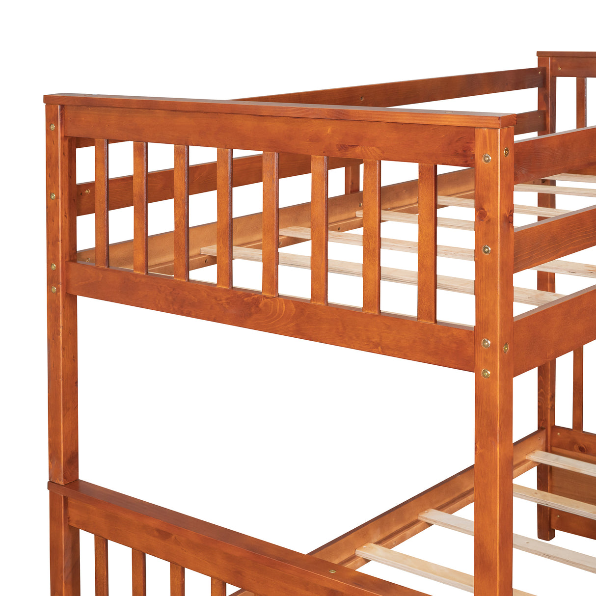 Twin-Over-Full Bunk Bed with Ladders and Two Storage Drawers (Walnut) ( old sku:LT000165AAD） - Home Elegance USA