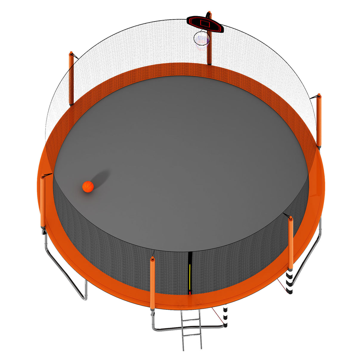 16FT Trampoline with Basketball Hoop pump and Ladder(Inner Safety Enclosure) with soccer goal orange - W550S00020 - image - 2