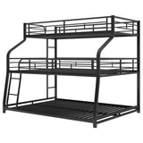 Twin XL/Full XL/Queen Triple Bunk Bed with Long and Short Ladder and Full-Length Guardrails,Black - Home Elegance USA