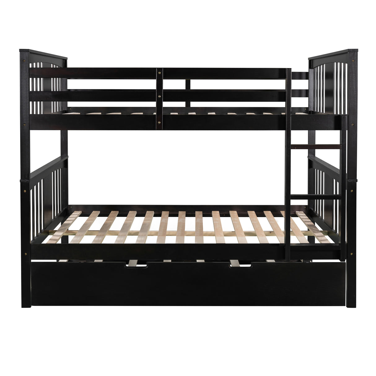 Full over Full Bunk Bed with Twin Size Trundle and Ladder-White(Old SKU: LP000204AAP) - Home Elegance USA