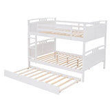 Full-Over-Full Bunk Bed with Twin size Trundle , Separable Bunk Bed for Bedroom - White - Home Elegance USA