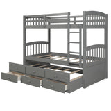 Twin Bunk Bed with Ladder, Safety Rail, Twin Trundle Bed with 3 Drawers for Bedroom, Guest Room Furniture(Gray)(OLD SKU :LP000071AAE) - Home Elegance USA