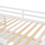 Full size Loft Bed with Drawers and Desk, Wooden Loft Bed with Shelves - White(OLD SKU:LT000529AAK) Home Elegance USA