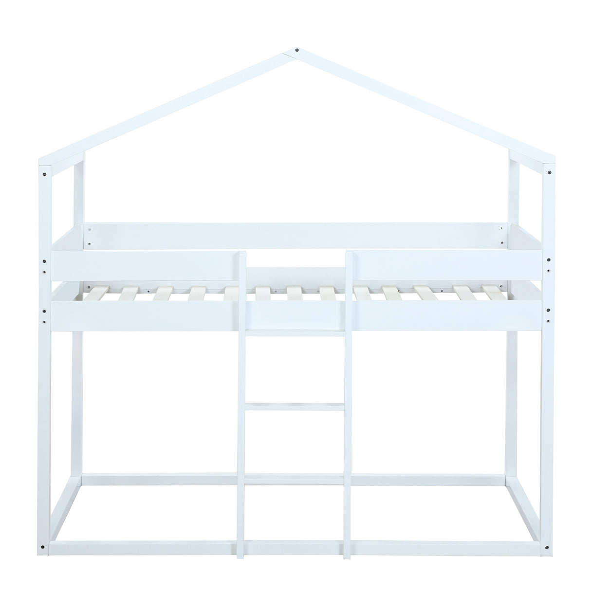 Twin Over Twin Bunk Bed Wood Bed with Tent, White - Home Elegance USA