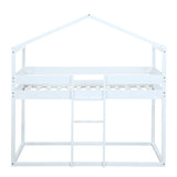 Twin Over Twin Bunk Bed Wood Bed with Tent, White - Home Elegance USA