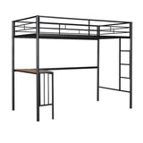 Twin Over Full Metal Bunk Bed with Desk, Ladder and Quality Slats for Bedroom, Metallic Black（OLD SKU :LP000092AAB） - Home Elegance USA