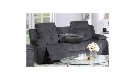 Phoenix Manual Recliner Sofa Made with Wood / Chenille Fabric in Gray Home Elegance USA