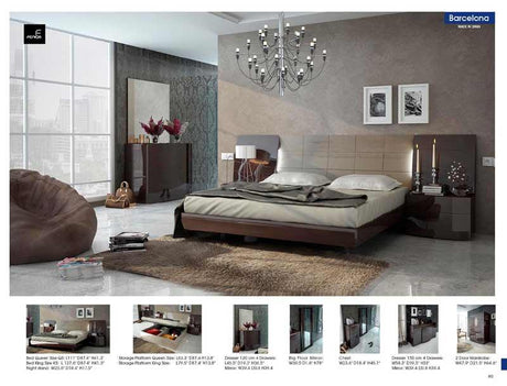 Barcelona 4 Queen Platform Bedroom Set In Glossy Brown - Barcelonaplatformqs - 4Set | ESF | Home Elegance USA