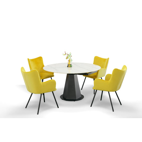 Vig Furniture Modrest Barela - Modern Black and White Ceramic Extendable 35.5"/53" Dining Table