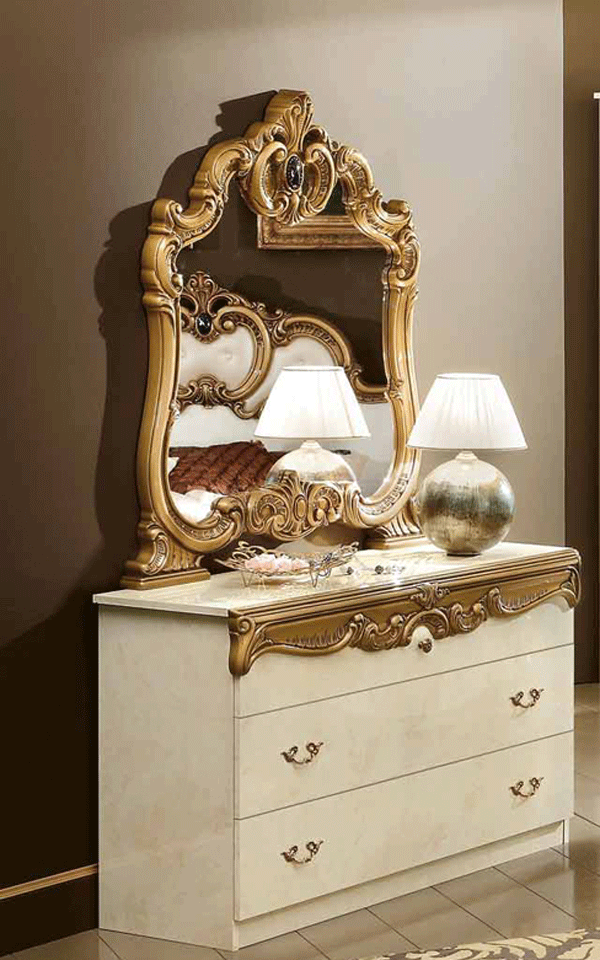 Esf Furniture - Barocco Single Dresser In Ivory-Gold - Baroccosdresserivg