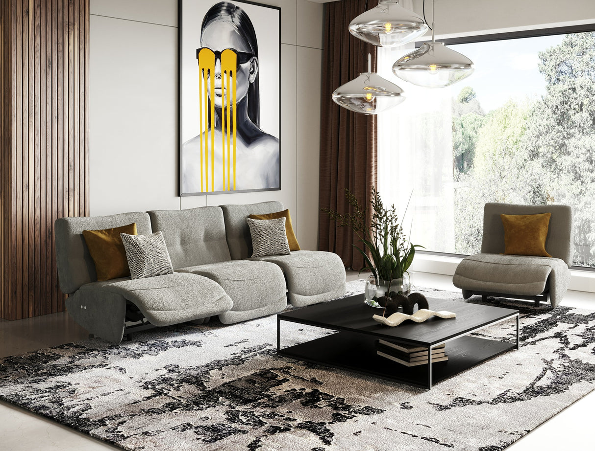 Divani Casa Basil - Modern Grey Fabric Small Sofa With 3 Electric Recliners | Home Elegance USA