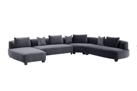 Vig Furniture Divani Casa Bayou - Contemporary Grey Velvet U Shaped Sectional Sofa