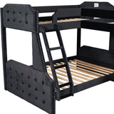 L-Shaped Twin over Full Bunk Bed and Twin Sie Loft Bed with Desk,Black - Home Elegance USA