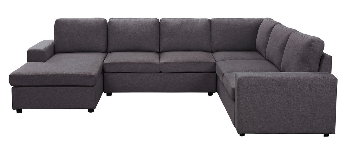 Warren Sectional Sofa with Reversible Chaise in Dark Gray Linen - Home Elegance USA