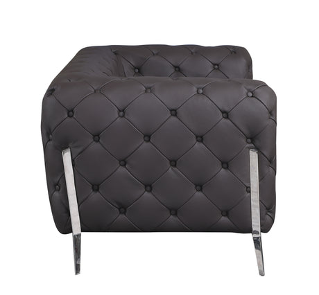 Global United Transitional Top Grain 100% Italian Leather Upholstered Loveseat Home Elegance USA