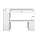 Twin Size Loft Bed with with 7 Drawers 2 Shelves and Desk - White - Home Elegance USA