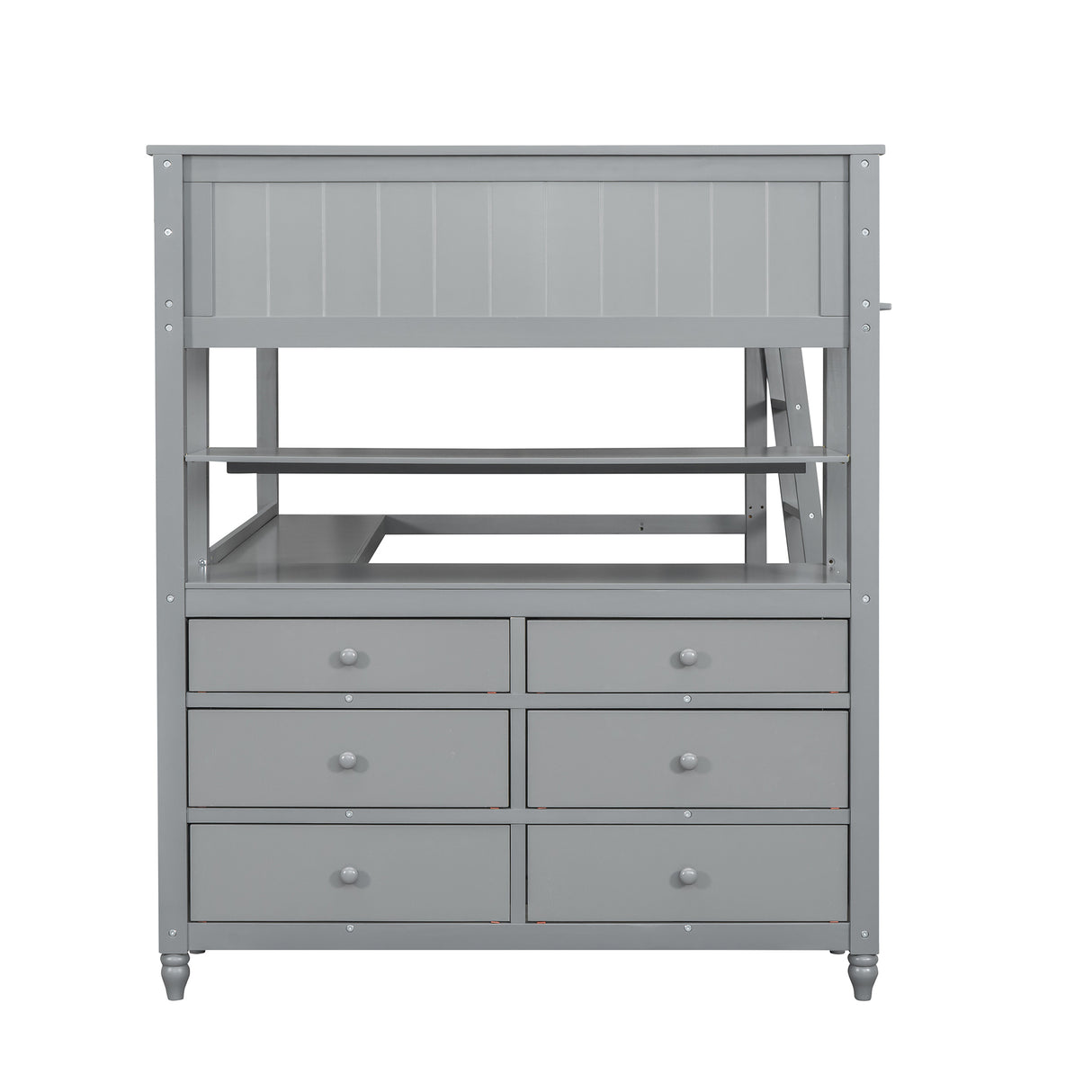 Full size Loft Bed with Drawers and Desk, Wooden Loft Bed with Shelves - Gray(OLD SKU:LT000529AAE) Home Elegance USA