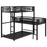 L-shaped Metal Triple Twin Size Bunk Bed, Black(OLD SKU:SM000605AAB) - Home Elegance USA