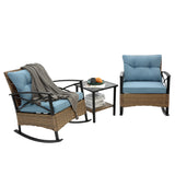 3pcs rocking rattan set wholesale leisure chair outdoor rattan rocking chair set