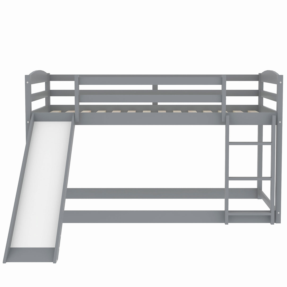Twin over Twin Bunk Bed with Convertible Slide and Ladder , Gray(Old SKU:WF281725AAE) - Home Elegance USA