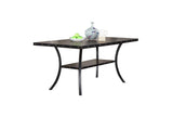 Modern Classic Dining Room Furniture Natural Wooden Rectangle Top Dining Table 6x Side Chairs Gray Fabric Nail heads Trim and Storage Shelve 7pc Dining Set - Home Elegance USA