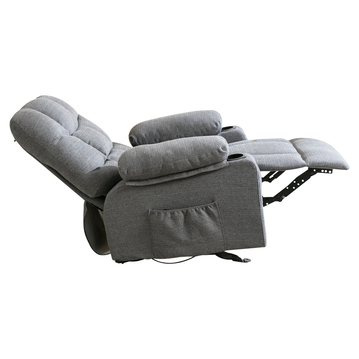 Vanbow.Recliner Chair Massage Heating sofa with USB and side pocket，2 Cup Holders (Grey) Home Elegance USA