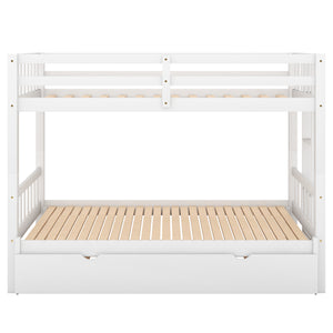 Twin over Pull-out Bunk Bed with Trundle, White - Home Elegance USA