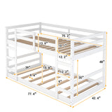 Twin Over Twin Bunk Bed with Ladder, White（OLD SKU：WF282787AAK） - Home Elegance USA