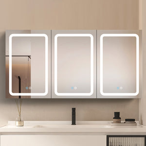 60x30 Inch LED Bathroom Medicine Cabinet Surface Mount Double Door Lighted Medicine Cabinet, Medicine Cabinets for Bathroom with Mirror Defogging, Dimmer White - W995S00070 - image - 15