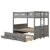 FULL OVER FULL BUNKBED WITH TWIN TRUNDLE AND 3 DRAWERS - Home Elegance USA