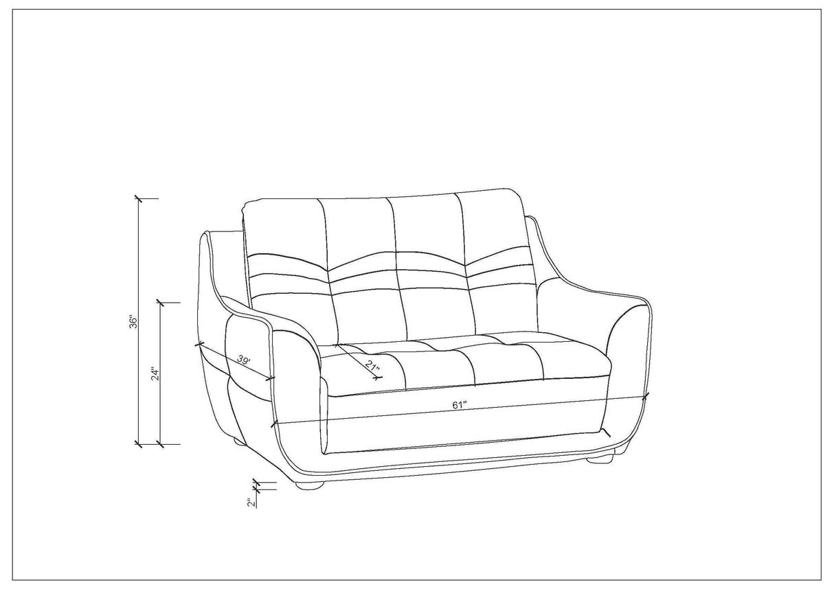 Genuine Leather Loveseat Home Elegance USA