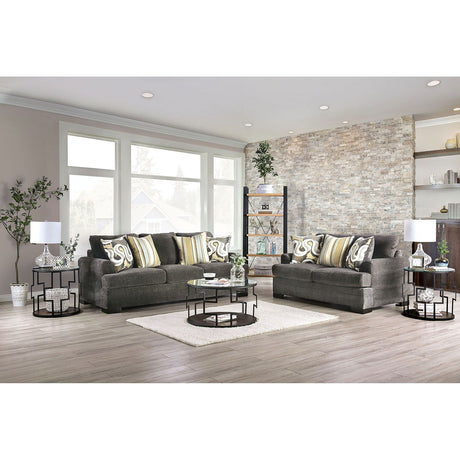 Taliyah - Sofa & Loveseat - Gray / Yellow - Home Elegance USA