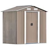 TOPMAX Patio 6ft x4ft Bike Shed Garden Shed, Metal Storage Shed with Lockable Door, Tool Cabinet with Vents and Foundation for Backyard, Lawn, Garden, Brown